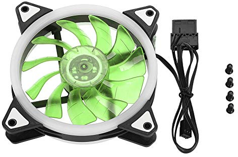 LED Case Fan 120mm 12V DC Ultra Quiet Cooling Fan with Double Aperture Multi Colored Lights Hydro Bearing for PC Case Computer Cooling System ABS Material Red Blue Green White (Green)