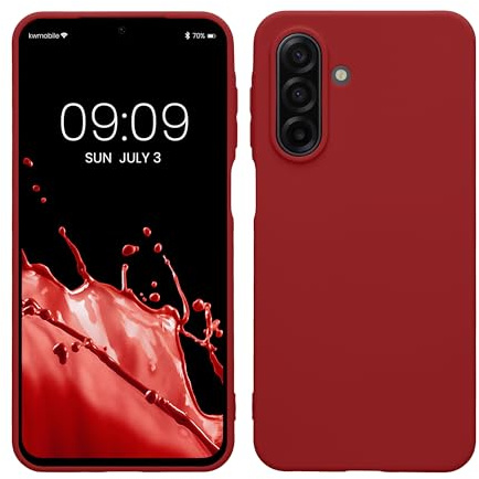 kwmobile Hülle für Samsung Galaxy A17 4G / 5G TPU Case - Handyhülle unterstützt kabelloses Laden, Flexible Schutzhülle, gummiertes Cover in Rhabarber Rot