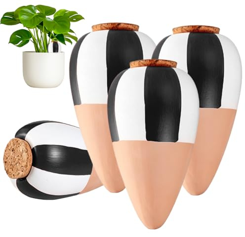 Oyas A Planter Terre Cuite, Lot de 4 Ollas Arrosage Automatique et Ecologique pour Plante d'Intérieur et d'Extérieur, Cône en Argile d’arrosage, Oyas a Enterrer Terracotta