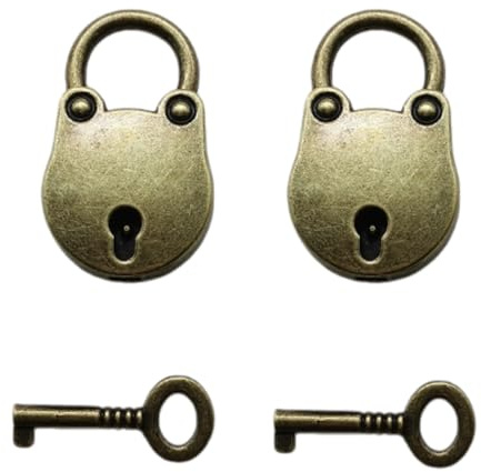 FUyanen 2 Pièces Cadenas Antique Alliage Zinc avec Clés Petites Serrures Décoratives pour Bijoux Bagages Boîte Maison Mini Cadenas Ours Vintage(3.6x2.2x2.6cm