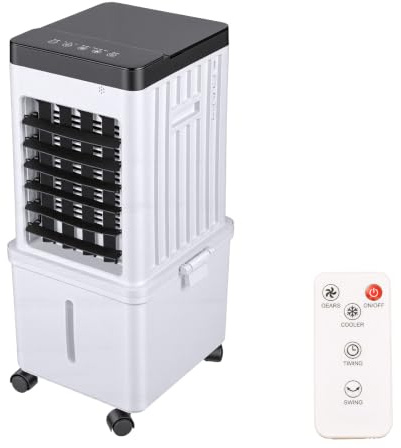 60cm Intelligenter Verdunstungs-Luftkühler Ventilator, 15L Tragbarer Wasser-Luftkühler mit Fernbedienung, 3 Geschwindigkeiten, 3 Modi, Leiser Turmventilator für Schlafzimmer Wohnzimmer Büro