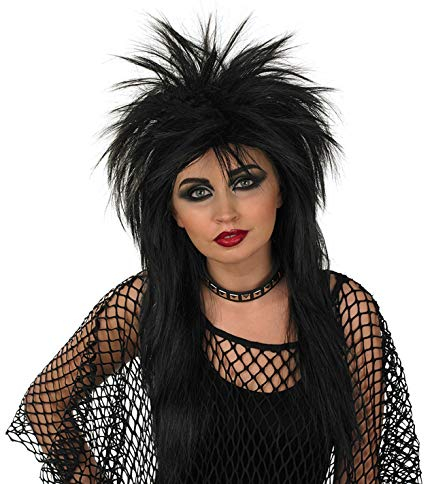 Fun Shack Schwarze Rockstar Perücke für Erwachsene, 80er Jahre Perücke - Einheitsgröße