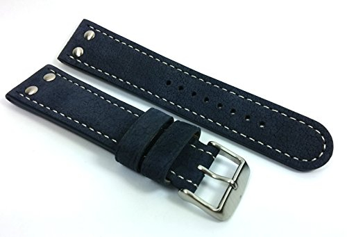 Herzog Wasserbüffel Uhrenarmband Leder 20mm Blau 19118S