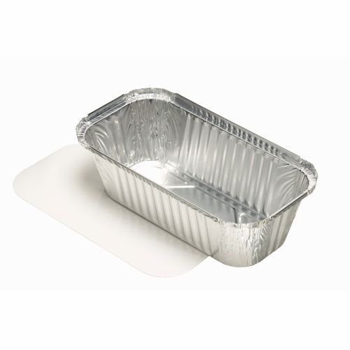 Alu-Allzweck-Schalen mit Einlegdeckeln, Pappe, PE beschichtet, eckig, 1,5l, 24,8 cm x 12,8 cm, 25Stück