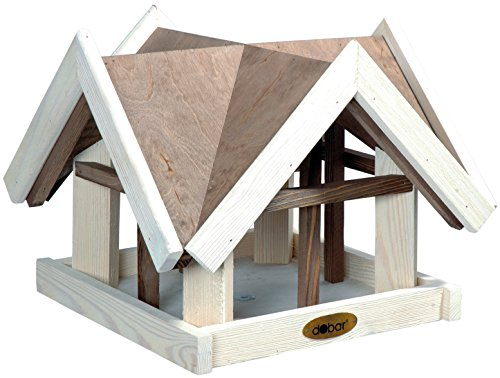 Luxus-Vogelhaus 47880e Aufwendiges Vogelhaus im Antikfinish-Design (gescratcht) aus lasiertem Kiefernholz mit 4 Giebeln, braun/weiß