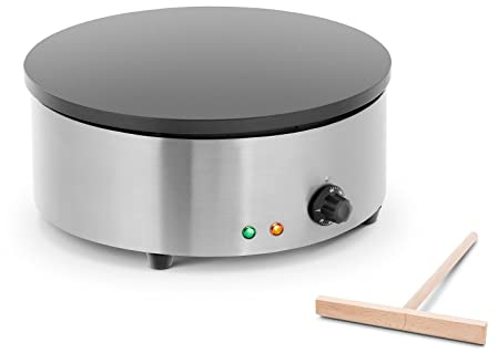 Royal Catering Crêpière Ronde Electrique RCEC-3000-R (40x40x16cm, 3.000W, diamètre de la plaque chauffante 40cm, plaque : fonte avec revêtement en émail)