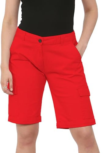 Womens Cotton Combat Canvas Chino Shorts Red XL (14)