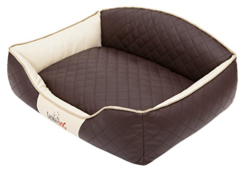 Hobbydog XLELIBBB1 Hundebett/Sofa/Korb Elite mit Kunstleder, braun/beige, XL 84 x 65 x 28 cm