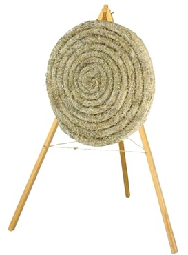 Runde Strohscheibe Deluxe - Ø 80 cm x 8 cm - Zielscheibe - Farbe: Natur + Holzständer S140; Zubehör für Bogenschießen, Pfeil und Bogen, Bogensport