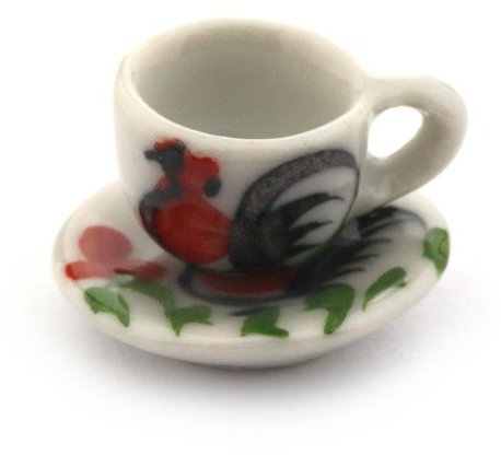 3 x MyTinyWorld Dolls House Ceramic Cockerel White Tea Cup And Saucers