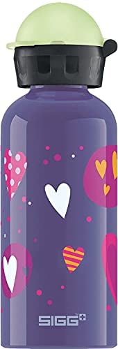 SIGG Glow Heartballoon Kinder Trinkflasche, schadstofffreie Kinderflasche mit auslaufsicherem Deckel, federleichte Trinkflasche aus Aluminium, 0.4l
