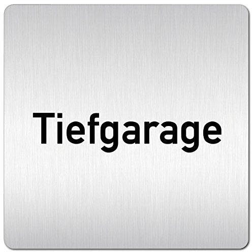 Türschilder24 XXL Türschild • 125 x 125 mm • Etagenschild/Geschoss- Hinweisschild • (A: Mit doppelseitig klebenden Montagestreifen, Tiefgarage)