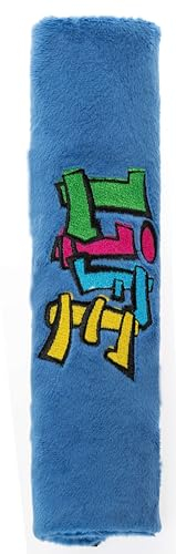 WALSER Gurtpolster für Kinder, Gurtpolster-Auto Graffiti ab 5 Jahren, Gurtschoner, Gurtschutz-Kinder, Kinder-Schulterpolster-Auto blau