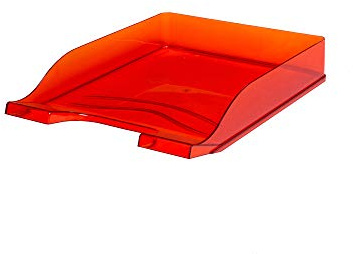 BANTEX Dokumentenablage, Schreibtischablage, Schreibtisch Organizer, Bürobedarf, Büromaterial, Briefablage für A4 Dokument, Briefkorb, Papier-Organizer, 6 Stück-Packung, Transparent ROT, 100553687
