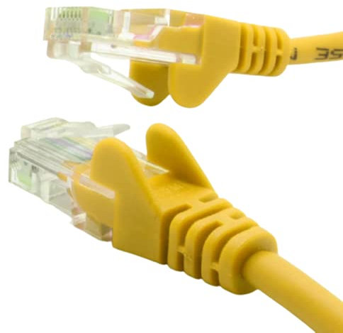 JAFSAL ONLINE 10m-20m Cat5e (enhanced) High Speed Ethernet Cable – Lan Network Cable with RJ45 Connector Lead – Ideal for Internet, Router, Modem, Smart TV, PC and Laptop – 10m Yellow