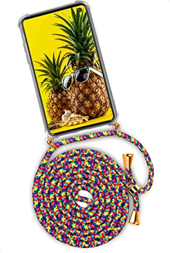 ONEFLOW Twist Case – Handyhülle mit Band für Samsung Galaxy S10 - Handykette zum Umhängen, Hülle mit Kette abnehmbar, Handy Umhängeband, Schutzhülle und Kordel – Bunt