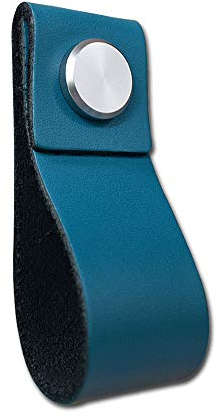 VOANZO 5 PCS Poignée en Cuir Moderne Style Européen pour Meubles, Portes, Armoires, Valises - 26x195mm (Bleu)