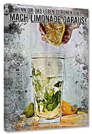 Hustling Sharks® Wandbild „Limonade des Lebens“ – Leinwand 30 × 40 cm | XXL Motivationsbild im Hochformat, Bilder Büro, Erfolg Bild, Bilder mit Sprüchen, Wanddeko Büro