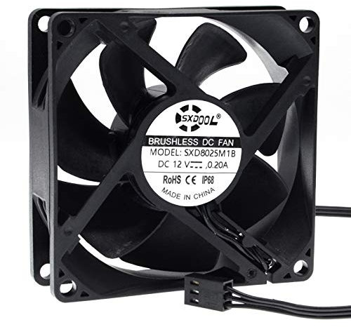 SXDOOL 80mm DC 12V Waterproof Cooling Fan,80X80X25mm High Speed CFM,for Computer Chassis Cabinets PC Cooler