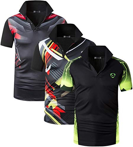 jeansian Herren 3 Stuck Mischen Pack Sport Polo T-Shirt LSL304 310 312 Black L
