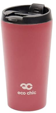 ECO CHIC Reusable Thermal Coffee Cup Stainless Steel Leakproof Insulated 330ml Travel Mug (Solid Red)