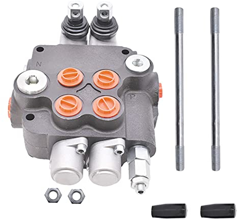 TJHSM 2 Spool 21 GPM 3600 PSI SAE Ports Double Acting Hydraulic Valve - 4 Way 3 Position - Cast Iron - Suitable for Tractors, Loaders, Log Splitters