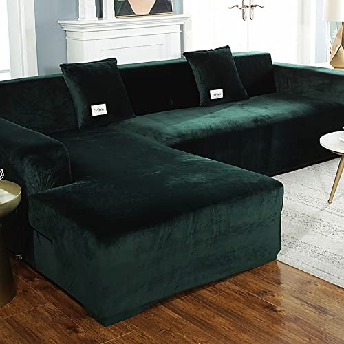 DZWAZD Sofabezug l Form, Samt elastisch sofabezug 1/2/3 sitzer Sofa überzug ecksofa bezug sofaüberwurf l Form/u Form Couch überzug Couch überwurf couchbezug l Form sofahusse