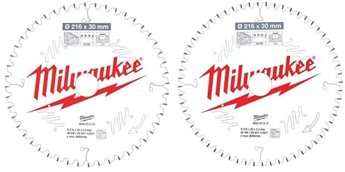 Milwaukee CSB 4932479575 Lot de 2 lames de scie circulaire pour scie à onglet 216 mm x 30 mm