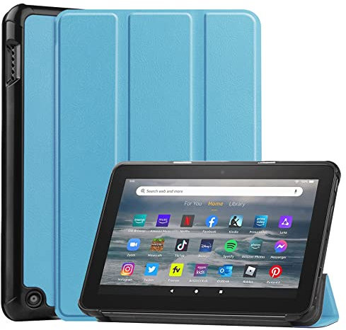 BaiBaiDY Cover per Amazon Fire 7 2022, Custodia Protettiva Ultra Leggera con Funzione Sleep/Wake Automatica, Custodia per Amazon Fire 7 2022 Tablet.(Cielo blu)