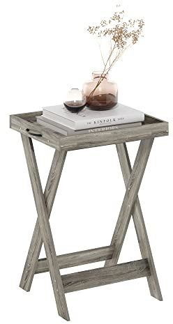 Furinno klassischer Tabletttisch mit abnehmbarem Tablett, französische Eiche