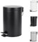 Home Treats Bathroom Bin 3L- Small Pedal bin for Bathroom Bin With Lid, Soft Close Hinge, Toilet, Restroom Stainless Steel Rubbish Waste Bin with Removable Inner Bucket Silver White Black (Black)