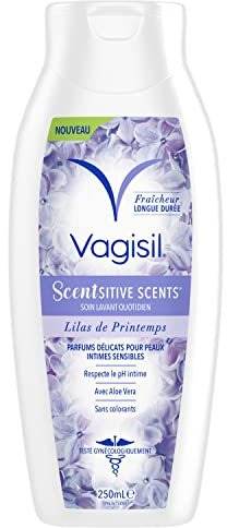 Vagisil Scentsitive Scents Soin Lavant Intime Pour L'Hygiène Féminine Quotidienne, Plus La Vitamine E, Fraîcheur Tout Au Long De La Journée, Hypoallergénique, Parfum De Jasmin Blanc, 250 ml