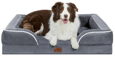 Comfort Expression Orthopedic Dog Bed for Large Size Dog with Bolster | Waterproof Dog Beds Large with Washable Cover, Durable Comfy Pet Bed Non-Slip Bottom, 91x68x19 cm