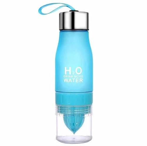iSeventy9 Tragbare H2O Wasserflasche mit Saft, Zitrone, Fruchteinsatz, 650 ml, Blau