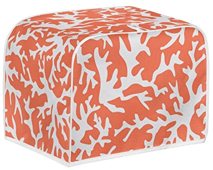 Kuiaobaty Coral Texture Toaster Cover for 2 Slice (11.5 x 8 x 8 inches), Orange Machine Washable Toaster Cover with Hook,S