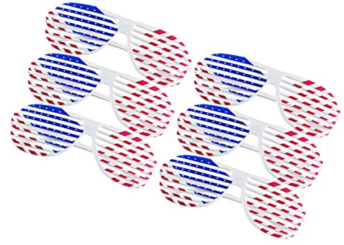 Toyvian 6 Stück Shutter-Brillen Einladungs-Shutter-Sonnenbrillen Amerikanische Flaggen-Brillen Themenband Neuartige Gläser Usa-Partydekorationen Amerika-Flagge