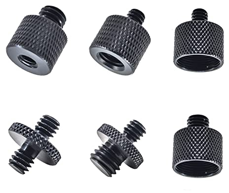 Midyrrg 6 Pcs Tripod Adapter Mic Stand Adapter 3/8 to 1/4 Adapter and 3 8 to 5 8 Female/Male Screw Adapters Tripod Screw Thread Adapter for Tripods Camera Microphone Stand Speakers Monitor
