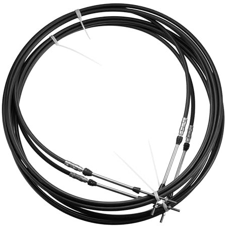 2pcs 16ft 5 Meter 197 Inch Marine Throttle Cable Type 3300 / 33C Throttle Shift Remote Control Box Cable for Yamaha Outboard Engine Boat Motor Steering System Black