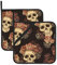 Quadratische hitzebeständige Topflappen mit Rosen-Totenkopf-Motiv, 2 Stück, Mikrowellen-Handschuhe – wesentliche hitzebeständige Ofenhandschuhe