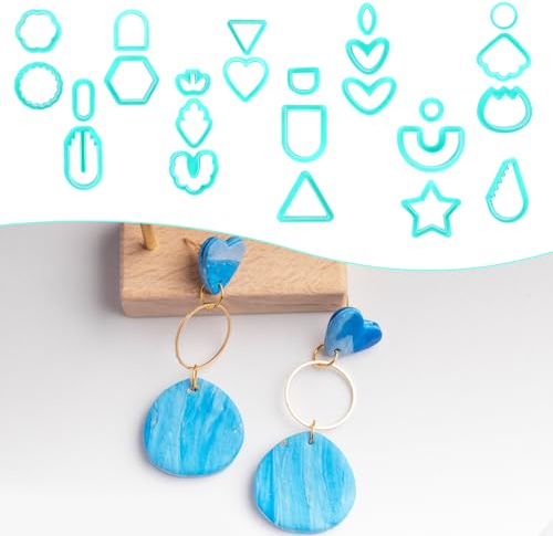 24er-Set Boho Polymer Ausstecher, 24 Formen Ton Ohrring Ausstechformen Blumen Geometrie Tonformen für die Schmuckherstellung DIY-Handwerk