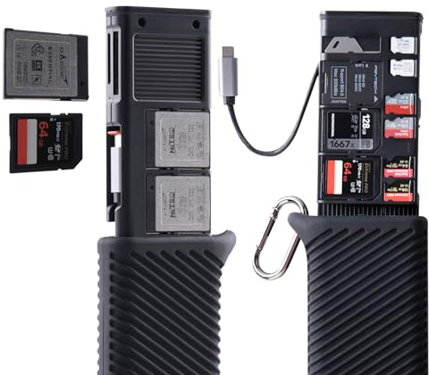 PGYTECH CFexpress Typ B/SD/Micro SD Kartenleser USB 3.2 Gen 2 10 Gbps Speicherkartenleser CFB/SD/TF/Nano-Kartenhalter, Kompatibel mit Windows/Mac/Linux/Android/iPad OS, Schwarz