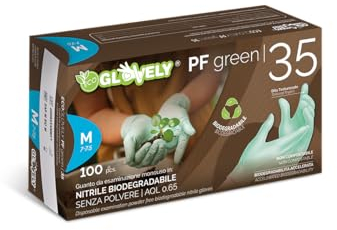 Guanti in Nitrile Biodegradabile Ecoglovely PF Green 35 - Privo di Lattice, Senza polvere, Testurizzato sulle dita, Idoneo alimentare - taglia XL