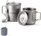 Odoland Maceta y Tazas de Titanio - 750 ml y 420 ml, Taza de Café Con Tapa y Tenedor, Mango Plegable para Camping, Senderismo, Viajes y Mochileros