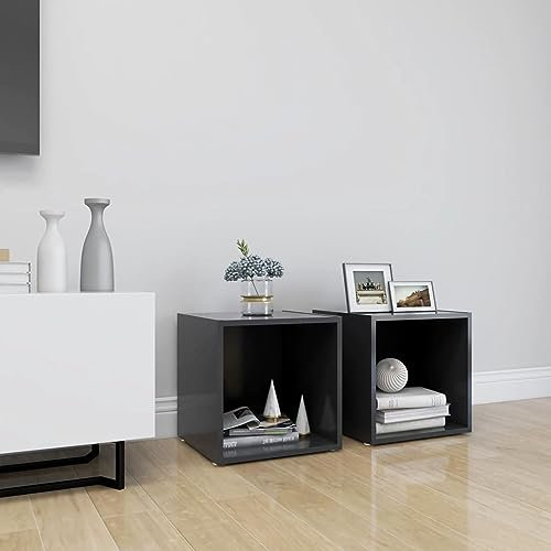LAPOOH Muebles para TV 2 uds, Mesa TV, Mueble TV Salon, Mueble Television, Mesa Television, Muebles De Salon, Mesa Salón TV, aglomerado Gris 37x35x37 cm