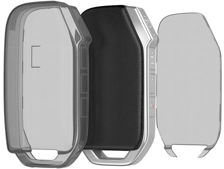kwmobile Autoschlüssel Hülle kompatibel mit Kia 3-Tasten Smart Key Autoschlüssel - Schlüsselhülle Silikon Cover - Schwarz Transparent