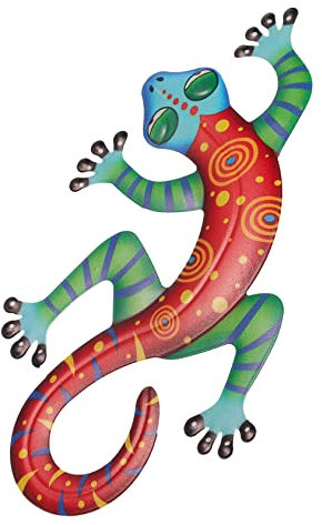 FUNOMOCYA Schmiedeeiserner Gecko-wandbehang Eidechsengarten Wandkunst Rotes Dekor Außendekorationen Gecko Inspirierende Skulptur Zum Aufhängen Gecko-ornamente Zaundekorationen Eisen