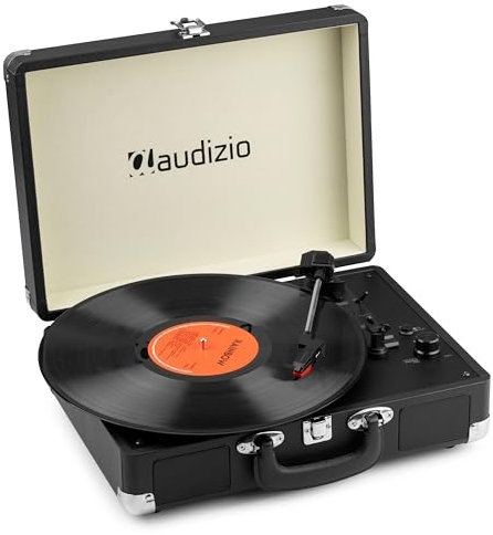 Audizio RP116BK Platine Vinyle Rétro avec Bluetooth in & Out, Haut-Parleurs Intégrés - Noire, Lecture 33/45 & 78 Tours, Idéal pour Écouter Vos Anciens Vinyles Préférés