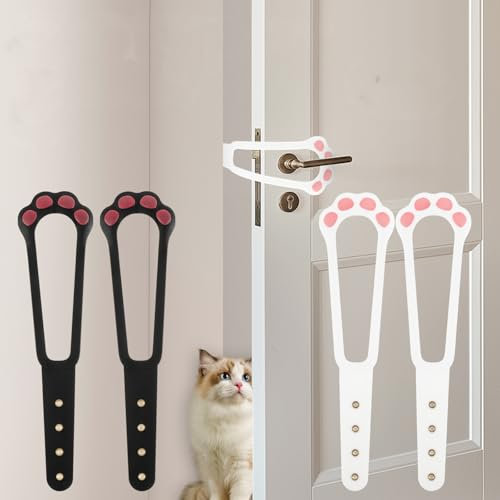4Pcs Cat Door Latch Secure Cat Door Stopper Holder with 4 Adjustable Holes 31cm Cat Door Bracket Strap for Pet Homes