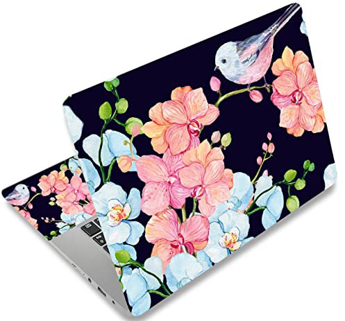 Mibbxea 15-15,6 Zoll Laptop Skin Sticker, Wiederverwendbare Vinyl Aufkleber für 13 13,3 14 15,4 Zoll Laptops & Netbooks, Dekorative, Kratzfest, Staubdicht, Wasserdicht (010 Vogel und Blume)
