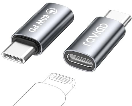 RAVIAD Lightning To USB C Adapter (2pack) Lightning Female to USB C Male Adapter, iPhone to USB C Adapter Support Fast Charging for iPhone 15 Pro Max, Samsung Galaxy S24 S23 S22, Pad, MacBook, Pixel